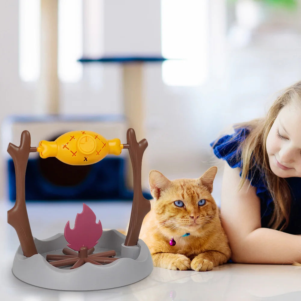 Pets Dry Food Dispenser 360° Rotating Cats Slow Feeding Snack Bowl Grilled Fish Spinning Toy for Cat Dog Pet