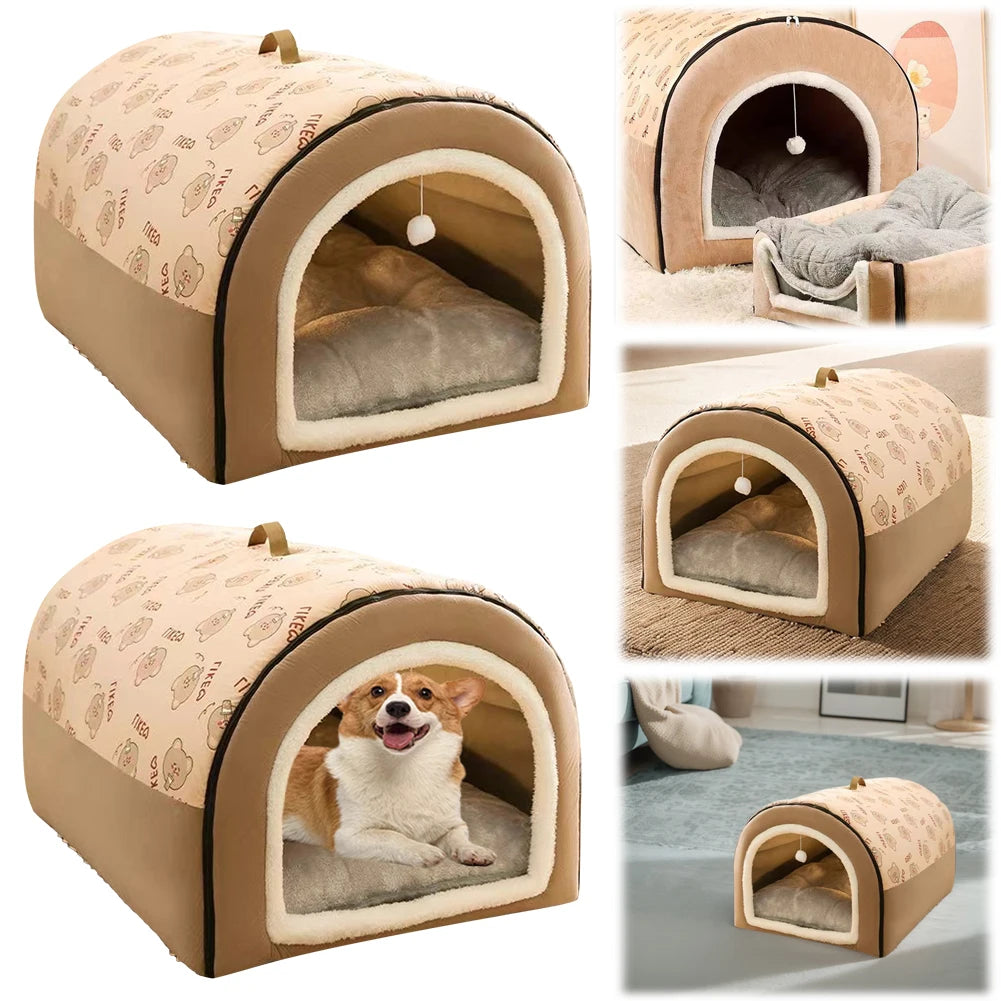 Dogs Bed Nest Detachable Soft Tent Dog House Washable Large Dog Bed House Comfortable Winter Cat Bed Castle for Medium Dogs Cats